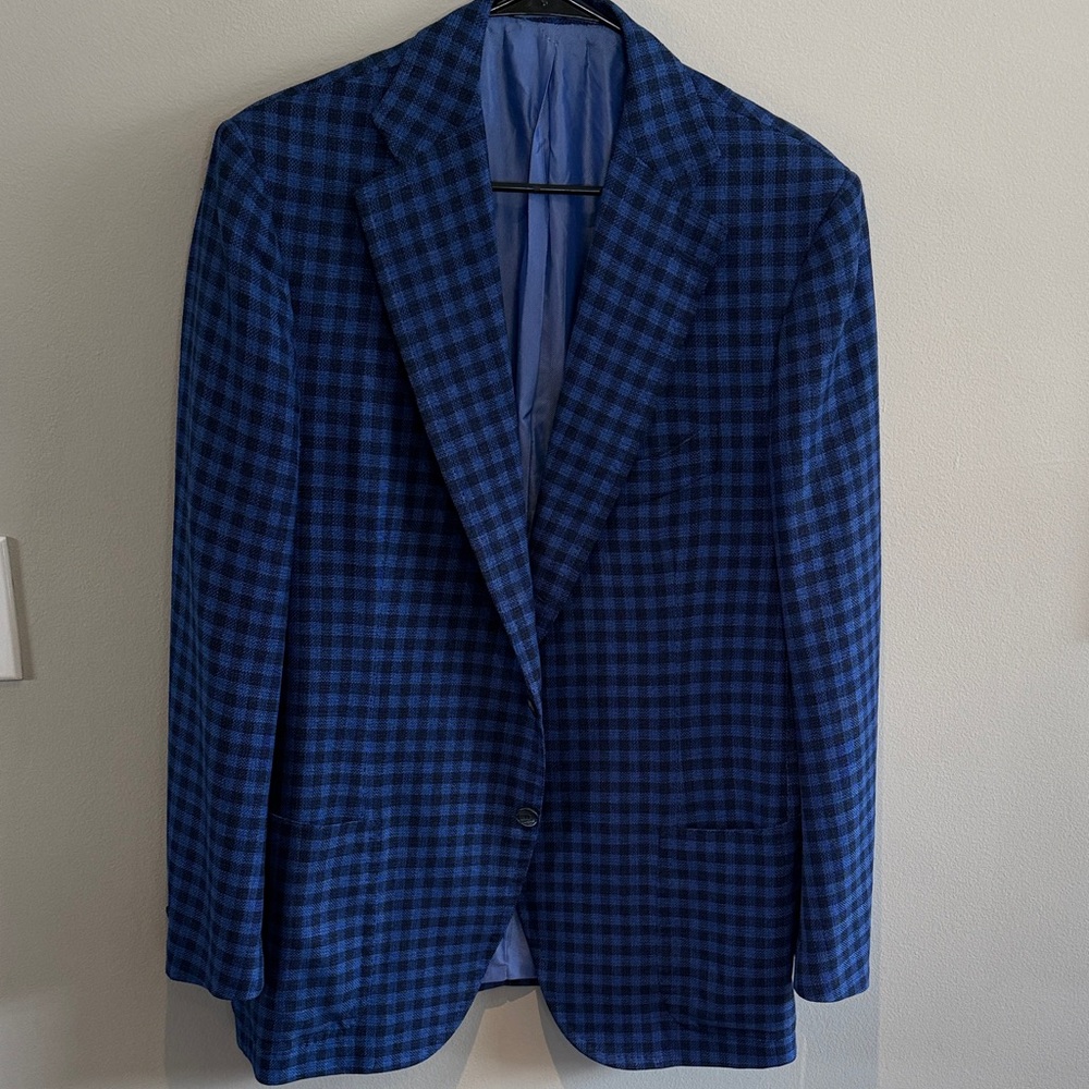 Cesare Attolini Napoli Classic Blue Plaid Men's Blazer 42R